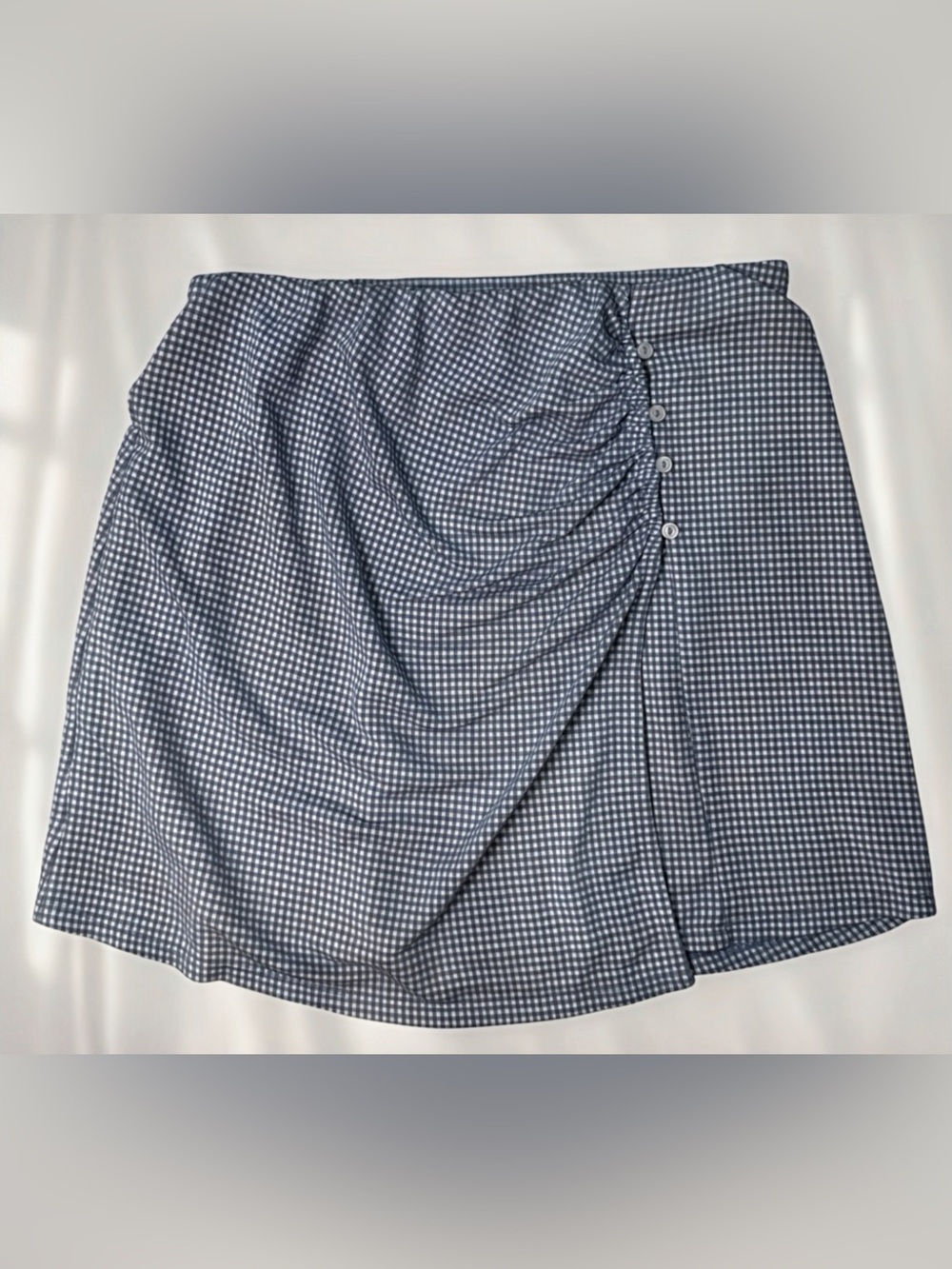 Urban Romantics Y2K Gingham Ruched Mini Skirt | Small | Coastal Casual Preppy - Picture 2 of 4